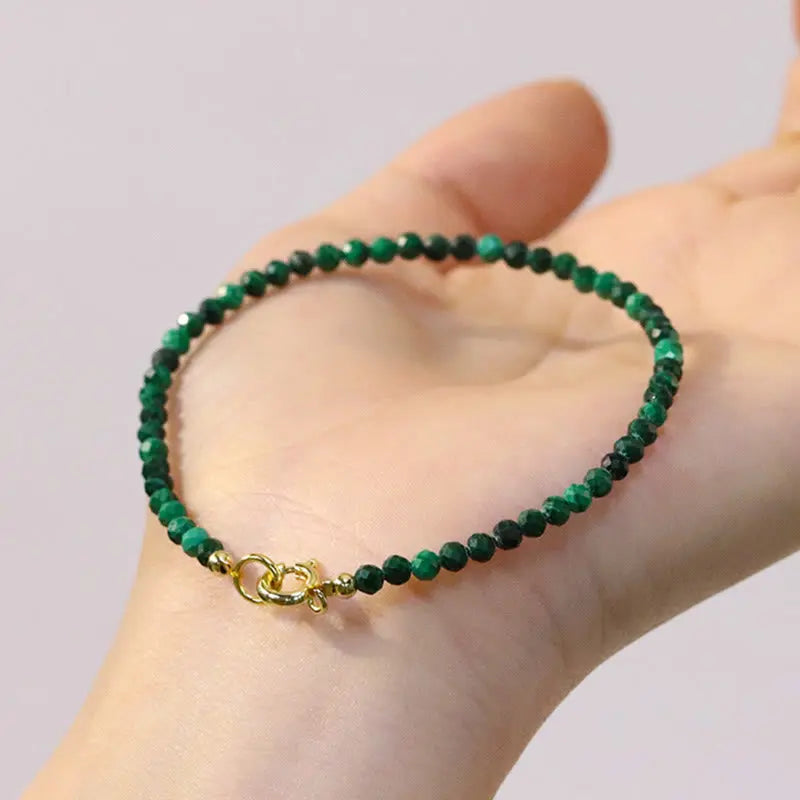 Fortune Jewel 3mm Natural Malachite Ultra-thin Beads Anti-anxiety Bracelet Fortune Jewel