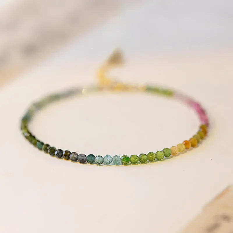 Fortune Jewel 2.5mm Natural Tourmaline Ultra-thin Beads Positive Bracelet Fortune Jewel