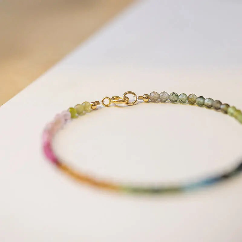 Fortune Jewel 2.5mm Natural Tourmaline Ultra-thin Beads Positive Bracelet Fortune Jewel
