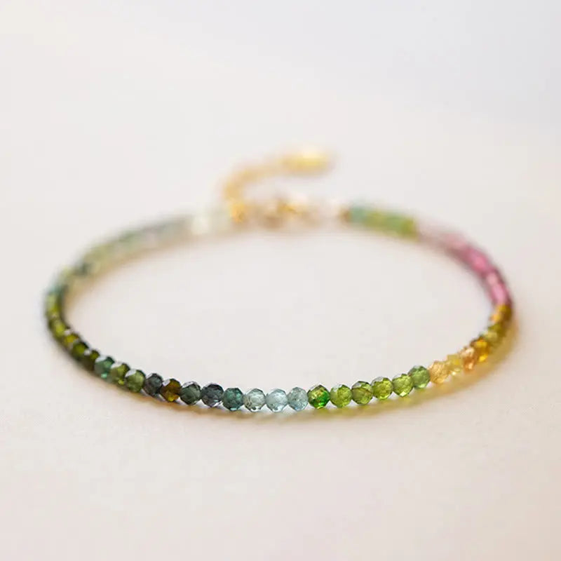 Fortune Jewel 2.5mm Natural Tourmaline Ultra-thin Beads Positive Bracelet Fortune Jewel