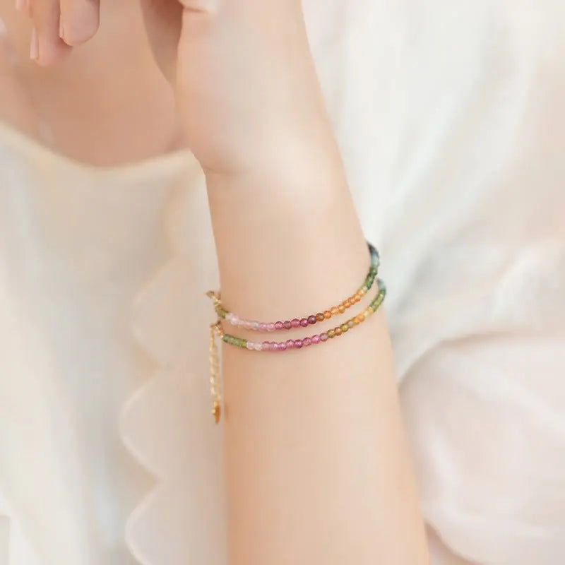 Fortune Jewel 2.5mm Natural Tourmaline Ultra-thin Beads Positive Bracelet Fortune Jewel