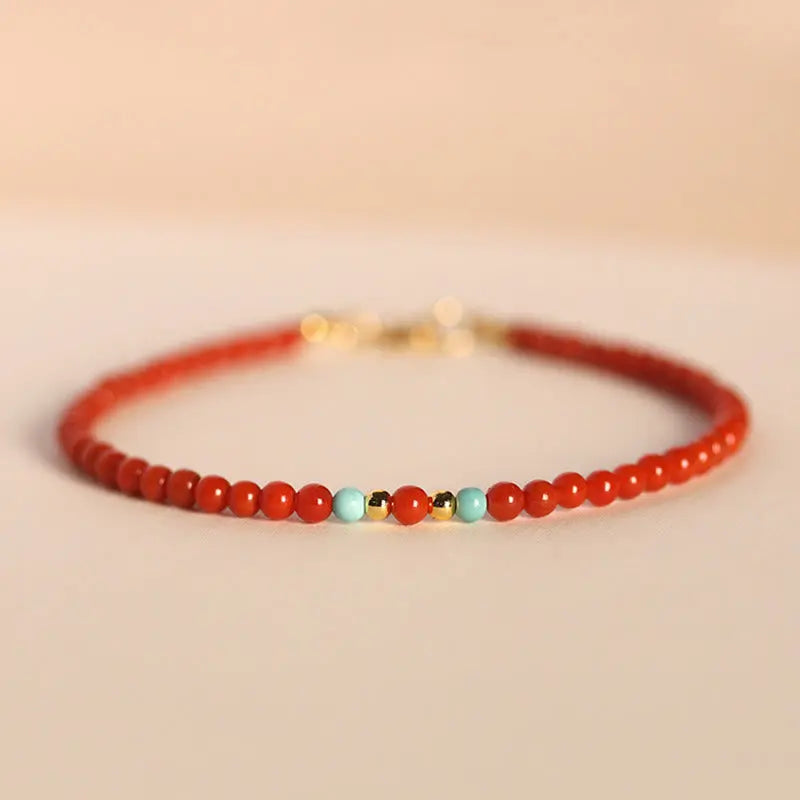 Fortune Jewel 3mm Natural South Red Agate Ultra-thin Beads Positive Bracelet Fortune Jewel