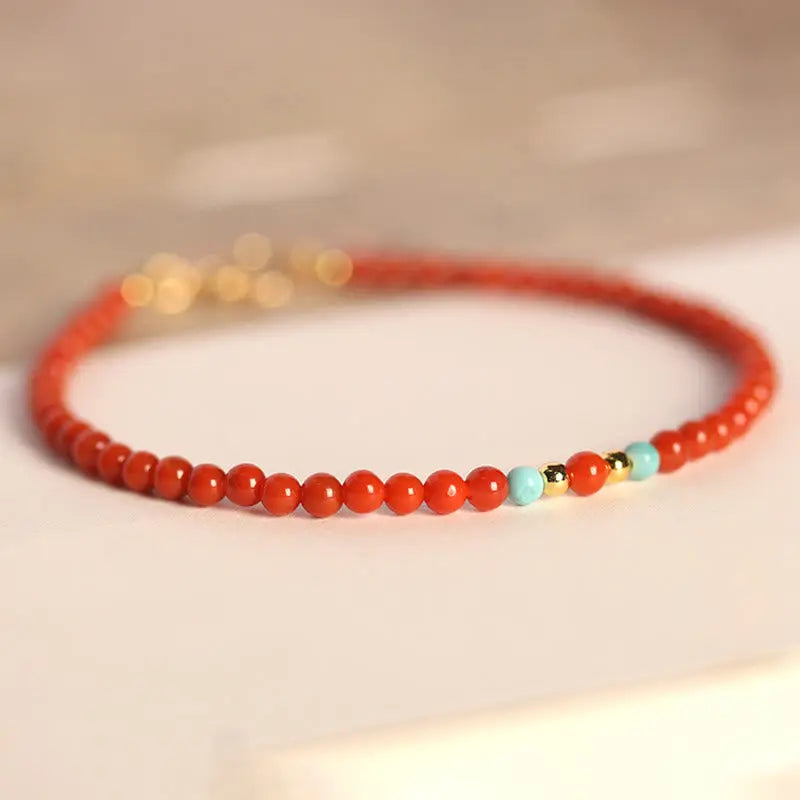Fortune Jewel 3mm Natural South Red Agate Ultra-thin Beads Positive Bracelet Fortune Jewel