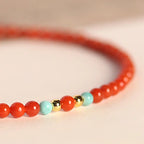 Fortune Jewel 3mm Natural South Red Agate Ultra-thin Beads Positive Bracelet Fortune Jewel