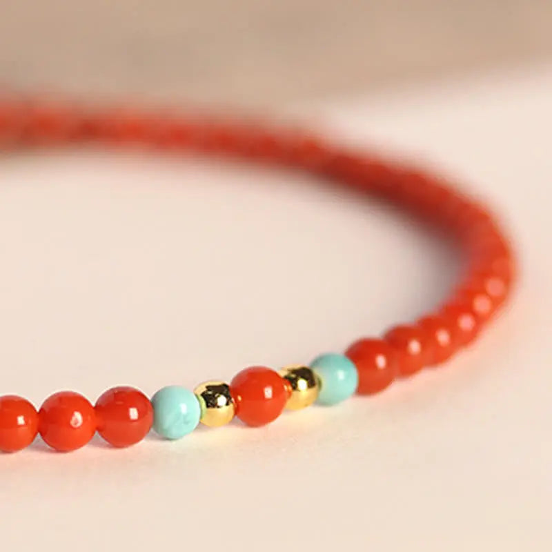 Fortune Jewel 3mm Natural South Red Agate Ultra-thin Beads Positive Bracelet Fortune Jewel