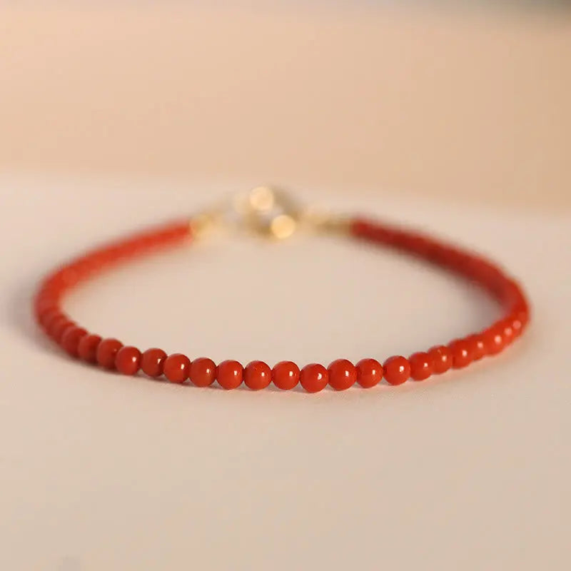 Fortune Jewel 3mm Natural South Red Agate Ultra-thin Beads Positive Bracelet Fortune Jewel