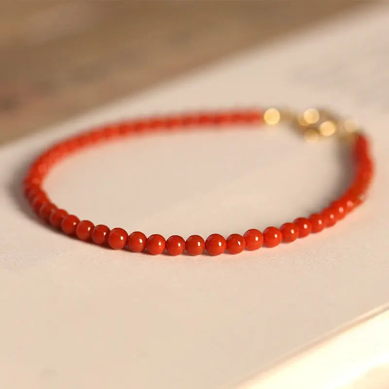 Fortune Jewel 3mm Natural South Red Agate Ultra-thin Beads Positive Bracelet Fortune Jewel
