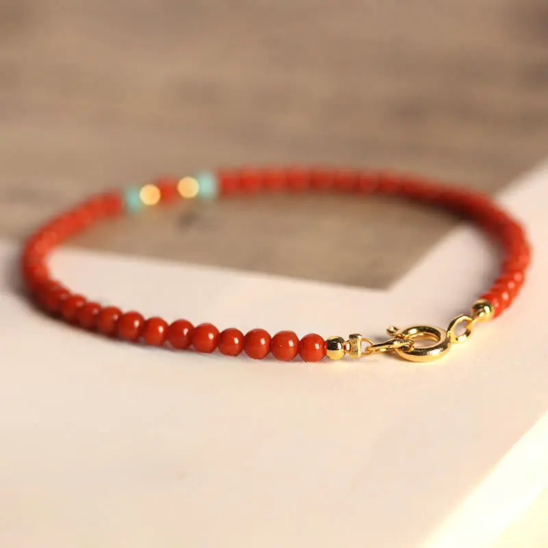 Fortune Jewel 3mm Natural South Red Agate Ultra-thin Beads Positive Bracelet Fortune Jewel