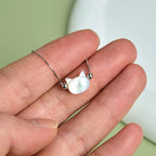 Fortune Jewel 925 Sterling Silver Tridacna Stone Cat Head Blessing Chain Bracelet Fortune Jewel