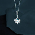 Fortune Jewel 925 Sterling Silver Lotus Design Moonstone Healing Necklace Pendant Fortune Jewel