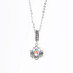 Fortune Jewel 925 Sterling Silver Lotus Design Moonstone Healing Necklace Pendant Fortune Jewel