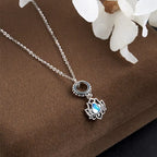 Fortune Jewel 925 Sterling Silver Lotus Design Moonstone Healing Necklace Pendant Fortune Jewel