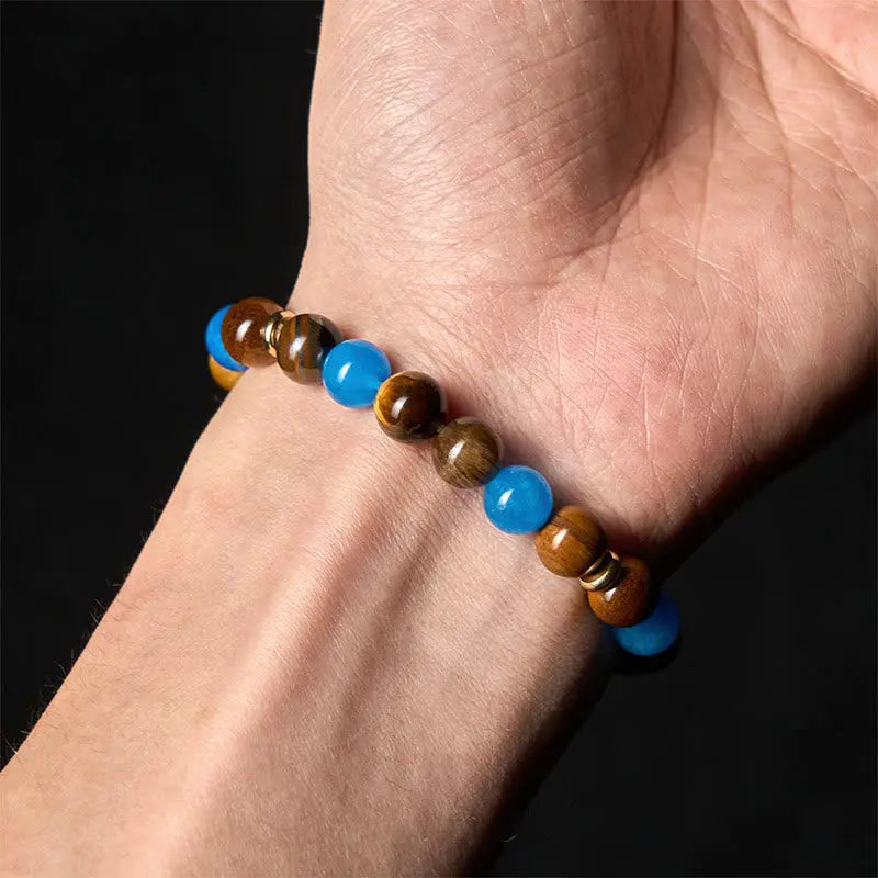 Fortune Jewel Apatite Tiger Eye Spacer Beads Motivation Bracelet Fortune Jewel