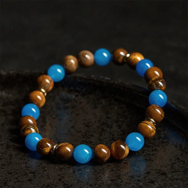 Fortune Jewel Apatite Tiger Eye Spacer Beads Motivation Bracelet Fortune Jewel