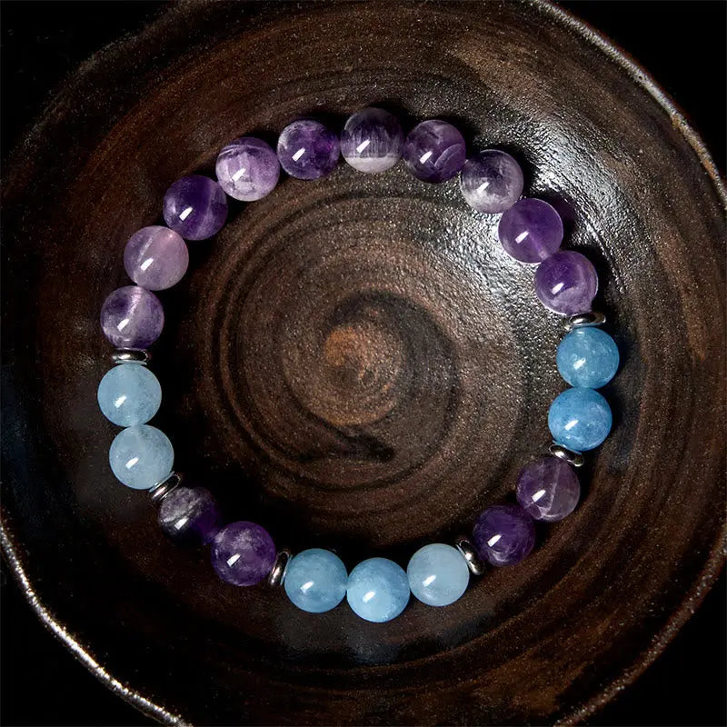 Fortune Jewel Amethyst Aquamarine Spacer Beads Peace Bracelet Fortune Jewel