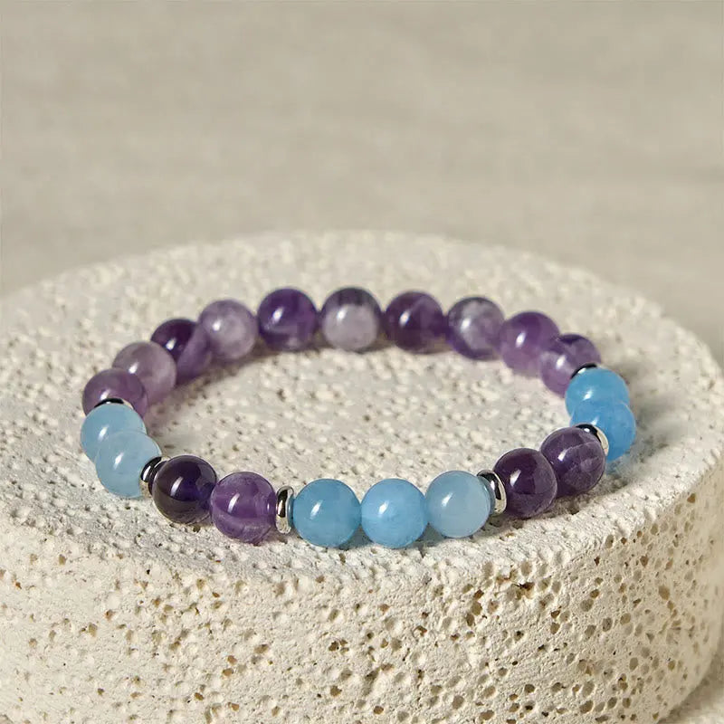 Fortune Jewel Amethyst Aquamarine Spacer Beads Peace Bracelet Fortune Jewel