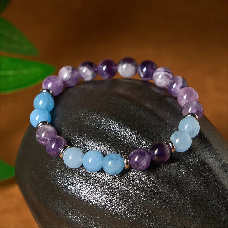 Fortune Jewel Amethyst Aquamarine Spacer Beads Peace Bracelet Fortune Jewel