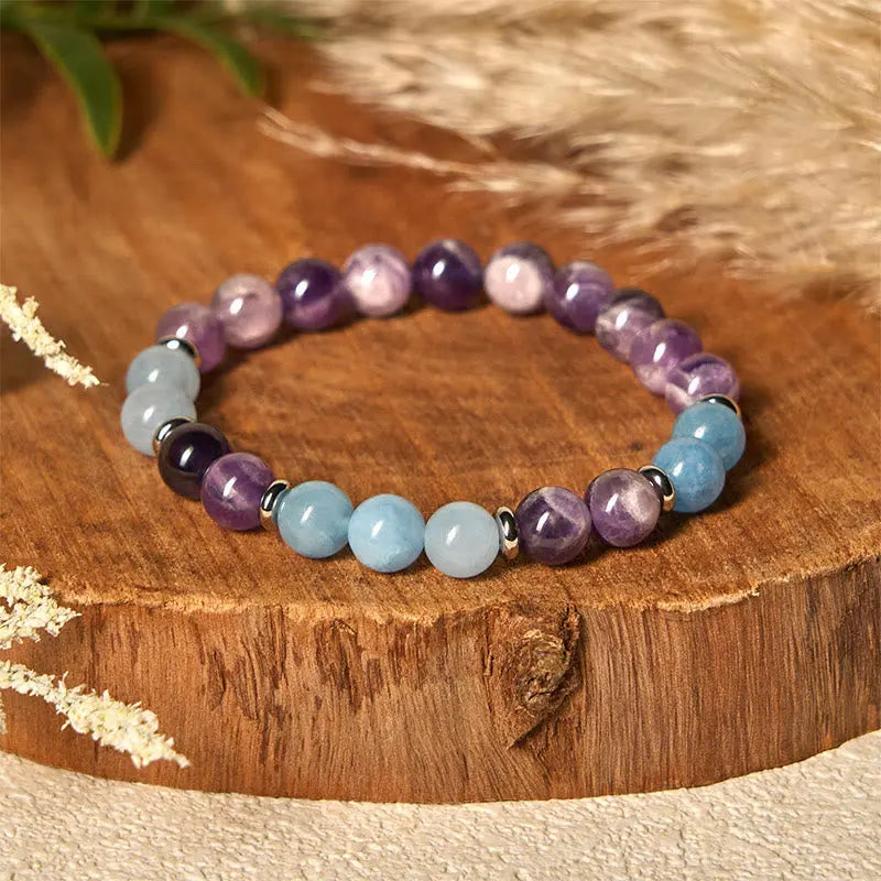 Fortune Jewel Amethyst Aquamarine Spacer Beads Peace Bracelet Fortune Jewel