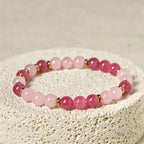 Fortune Jewel Strawberry Quartz Pink Crystal Beads Love Positive Bracelet Fortune Jewel