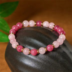 Fortune Jewel Strawberry Quartz Pink Crystal Beads Love Positive Bracelet Fortune Jewel