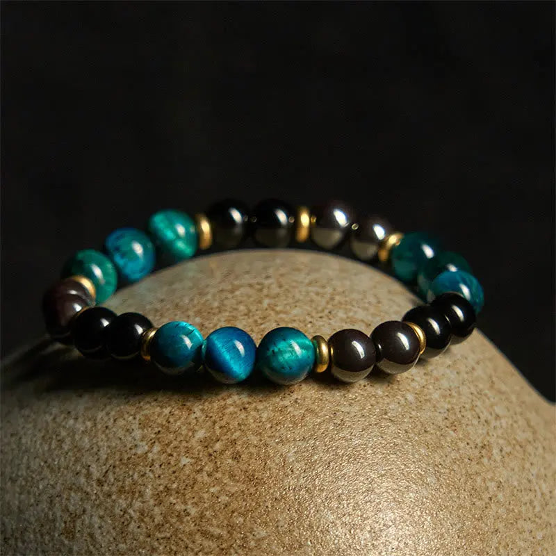 Fortune Jewel Natural Blue Tiger Eye Beads Balance Bracelet Fortune Jewel