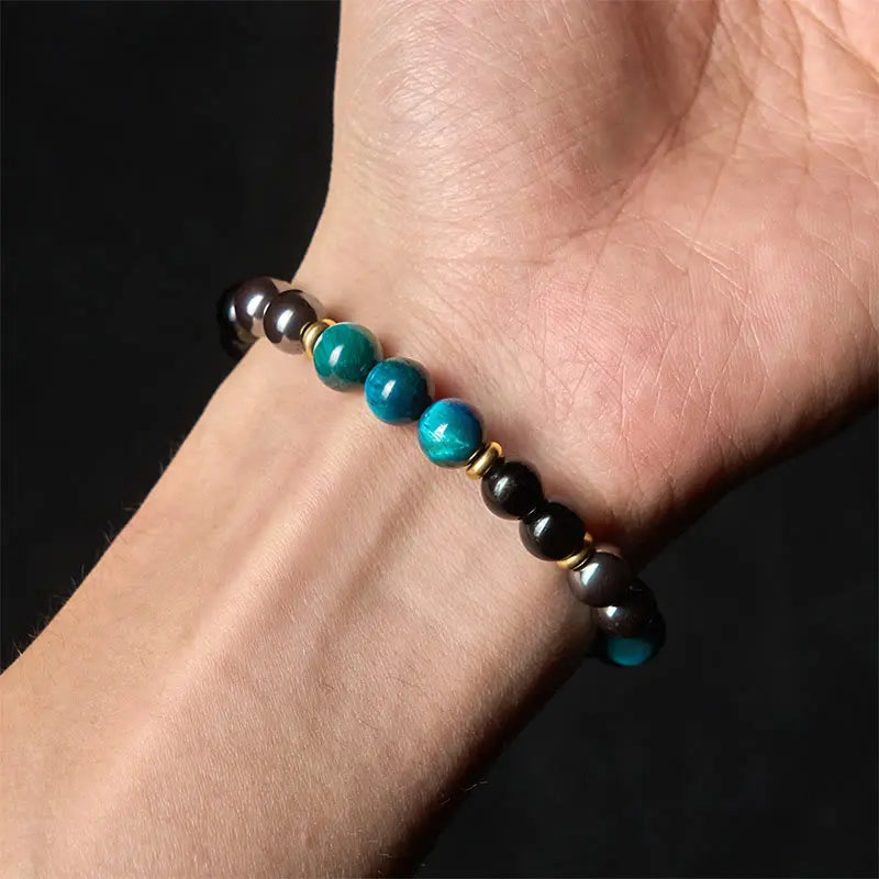 Fortune Jewel Natural Blue Tiger Eye Beads Balance Bracelet Fortune Jewel