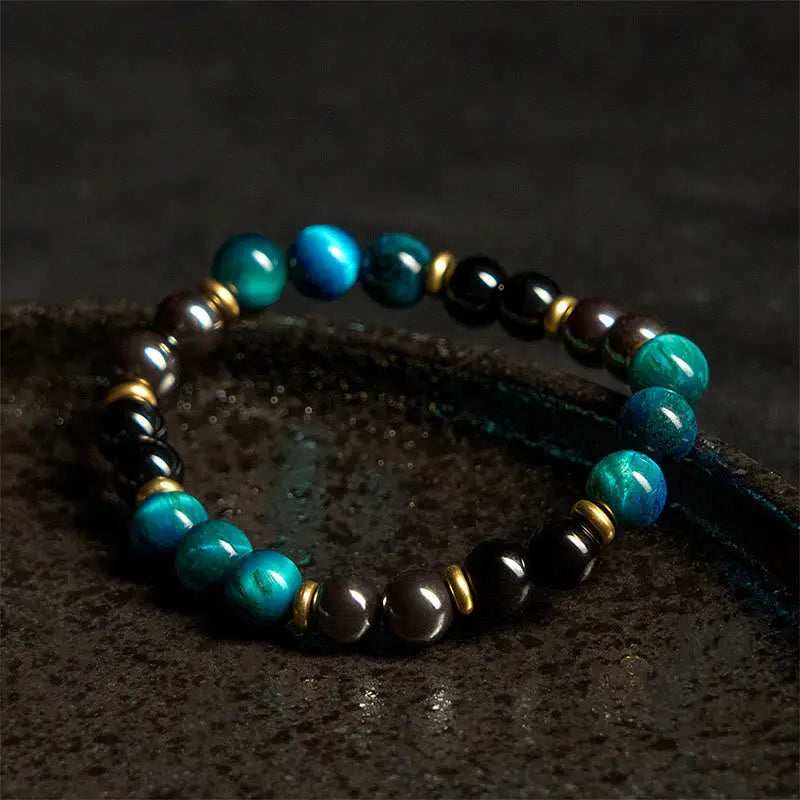 Fortune Jewel Natural Blue Tiger Eye Beads Balance Bracelet Fortune Jewel