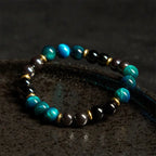 Fortune Jewel Natural Blue Tiger Eye Beads Balance Bracelet Fortune Jewel