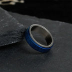 Fortune Jewel Tibetan Scriptures Blue Pharmacist Mantra Titanium Steel Spinner Balance Ring Fortune Jewel