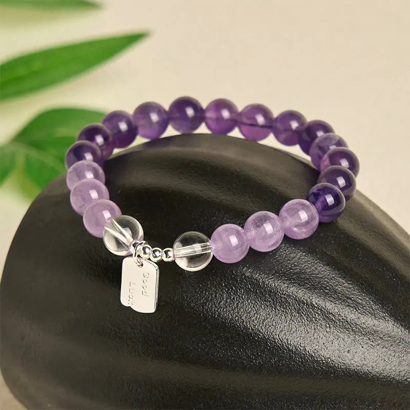 Fortune Jewel Amethyst Rose Quartz Strawberry Quartz Good Luck Charm Bracelet Fortune Jewel