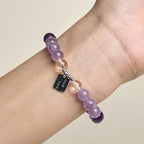 Fortune Jewel Amethyst Rose Quartz Strawberry Quartz Good Luck Charm Bracelet Fortune Jewel