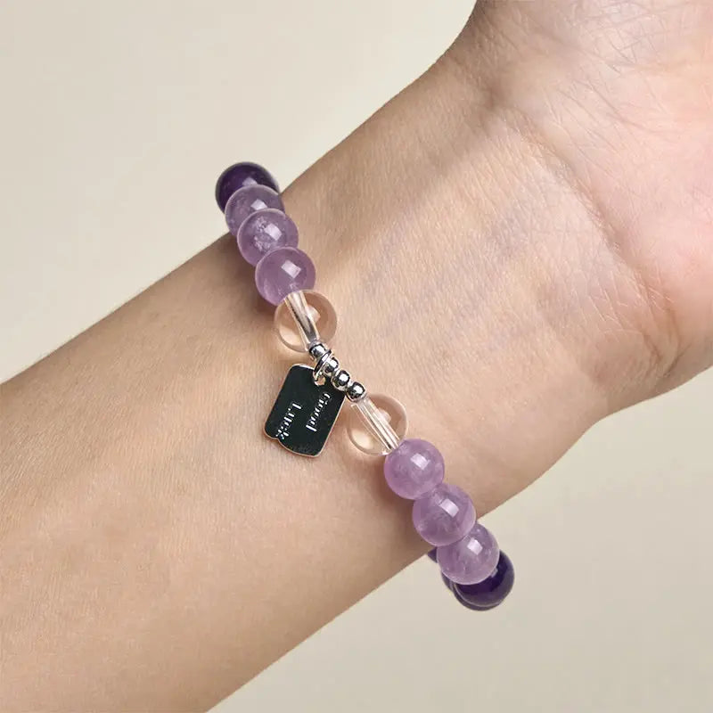 Fortune Jewel Amethyst Rose Quartz Strawberry Quartz Good Luck Charm Bracelet Fortune Jewel