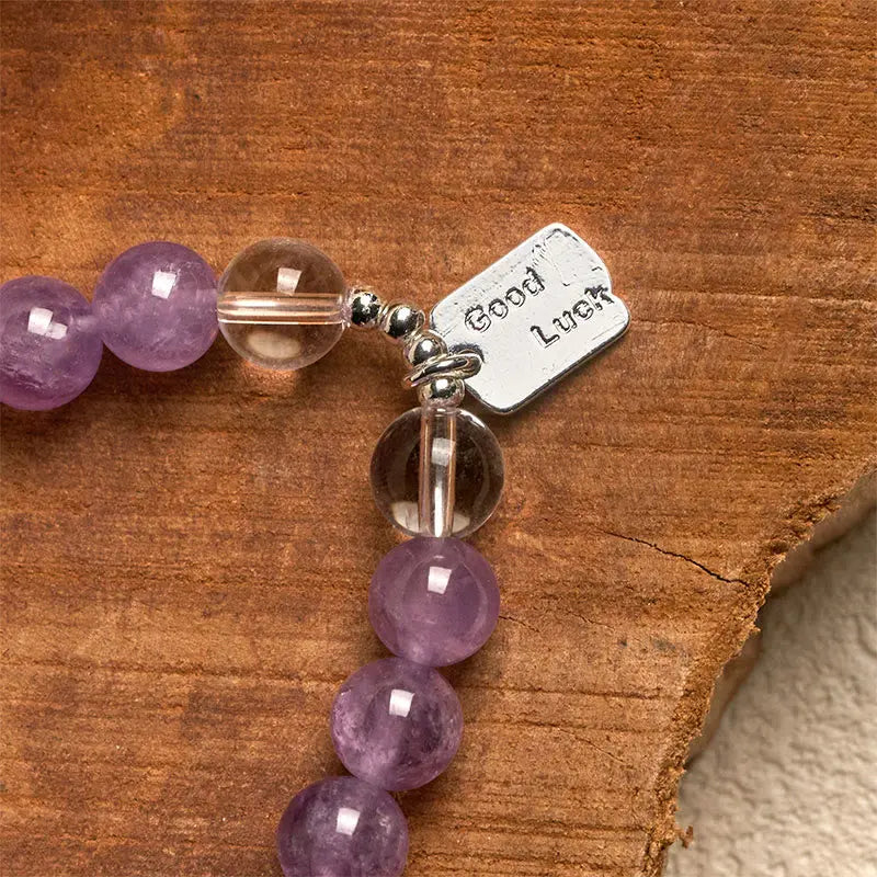 Fortune Jewel Amethyst Rose Quartz Strawberry Quartz Good Luck Charm Bracelet Fortune Jewel