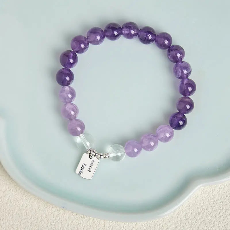 Fortune Jewel Amethyst Rose Quartz Strawberry Quartz Good Luck Charm Bracelet Fortune Jewel