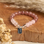 Fortune Jewel Amethyst Rose Quartz Strawberry Quartz Good Luck Charm Bracelet Fortune Jewel