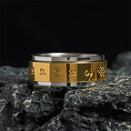Fortune Jewel Tibetan Scriptures Om Mani Padme Hum Titanium Steel Peace Ring Fortune Jewel