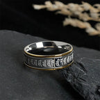 Fortune Jewel Tibetan Scriptures Shurangama Mantra Titanium Steel Balance Ring Fortune Jewel