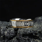 Fortune Jewel Tibetan Scriptures Shurangama Mantra Titanium Steel Balance Ring Fortune Jewel