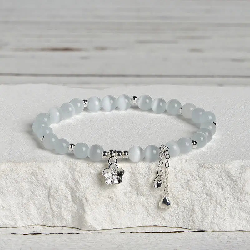 Fortune Jewel Natural Cat's Eye Cherry Blossom Peace Bracelet Fortune Jewel