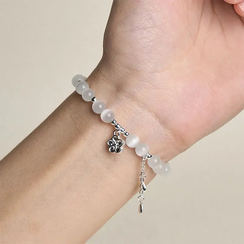 Fortune Jewel Natural Cat's Eye Cherry Blossom Peace Bracelet Fortune Jewel