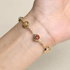 Fortune Jewel Colorful Crystal Amethyst Strawberry Quartz Balance Bracelet Fortune Jewel