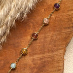 Fortune Jewel Colorful Crystal Amethyst Strawberry Quartz Balance Bracelet Fortune Jewel