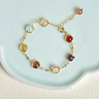 Fortune Jewel Colorful Crystal Amethyst Strawberry Quartz Balance Bracelet Fortune Jewel