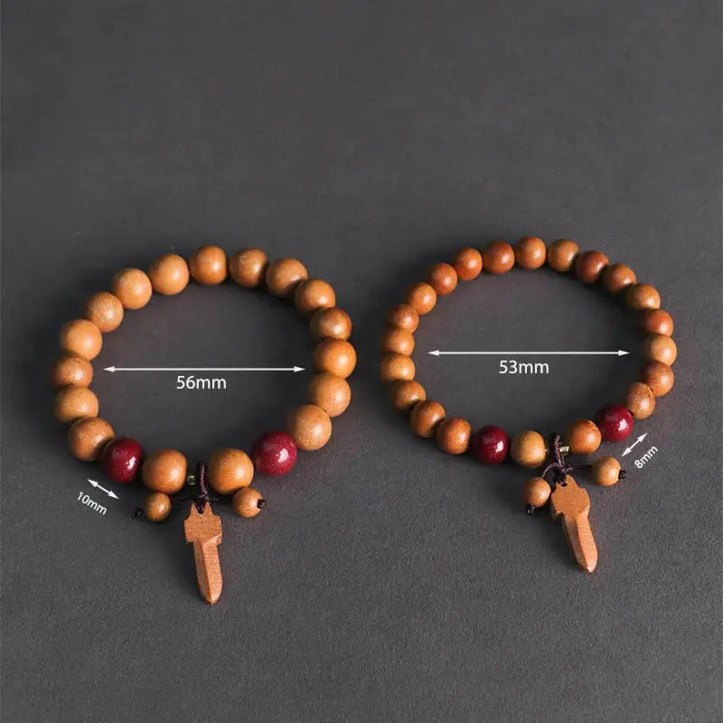 Fortune Jewel Peach Wood Cinnabar Sword Charm Wealth Bracelet Fortune Jewel