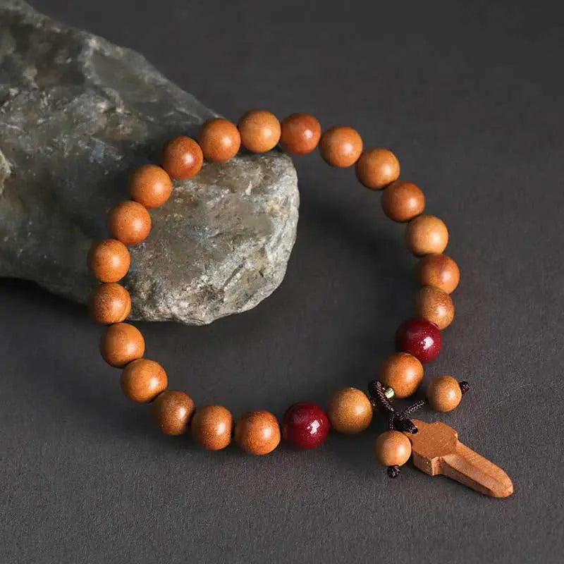 Fortune Jewel Peach Wood Cinnabar Sword Charm Wealth Bracelet Fortune Jewel