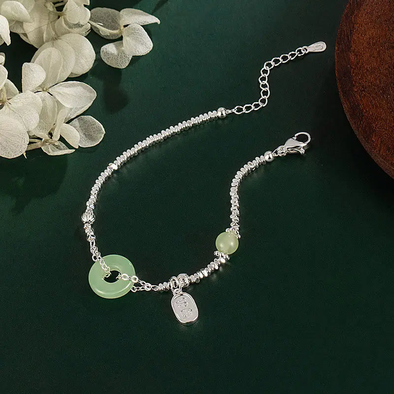 Fortune Jewel Copper Plated Silver Fu Character Peace Buckle Fortune Bracelet Fortune Jewel