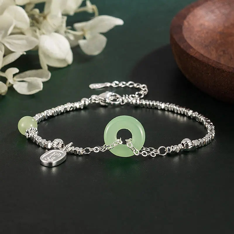 Fortune Jewel Copper Plated Silver Fu Character Peace Buckle Fortune Bracelet Fortune Jewel