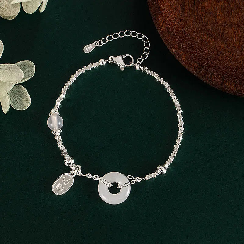 Fortune Jewel Copper Plated Silver Fu Character Peace Buckle Fortune Bracelet Fortune Jewel