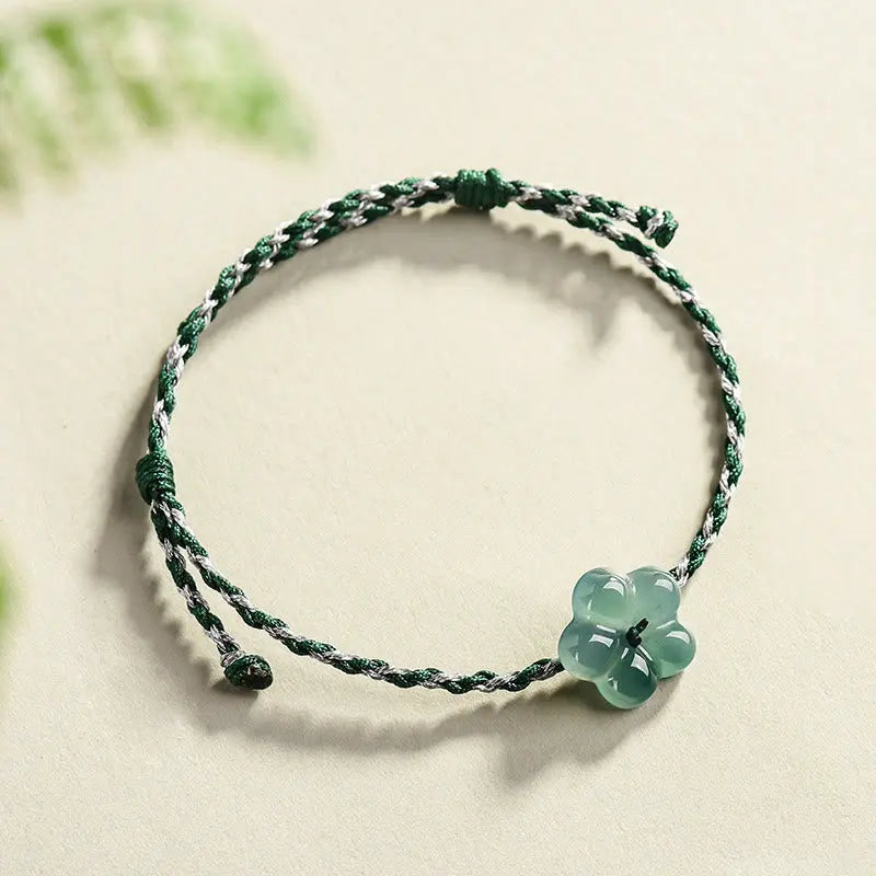 Fortune Jewel Natural Flower Jade Hand-Woven Prosperity  Bracelet Fortune Jewel