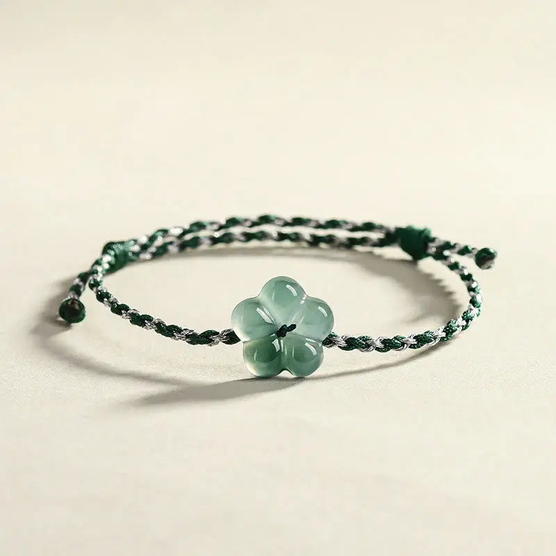 Fortune Jewel Natural Flower Jade Hand-Woven Prosperity  Bracelet Fortune Jewel